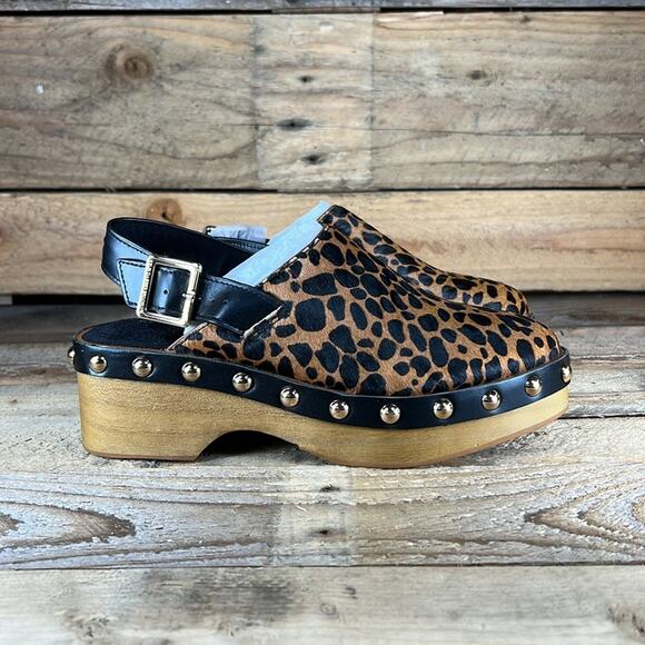 Kelsi Dagger Leopard Print Mules with Studded Accents - Picture 3 of 8